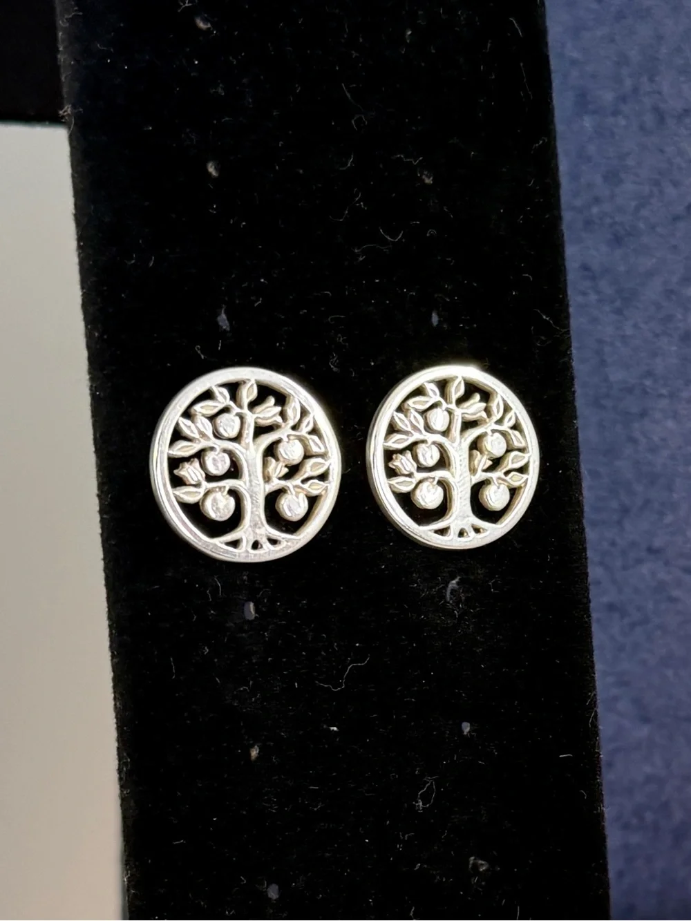 JAMES AVERY Sterling Silver Tree Of Life Circle Stud Post Earrings; RETIRED